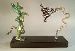 Bronze and glass sculpture